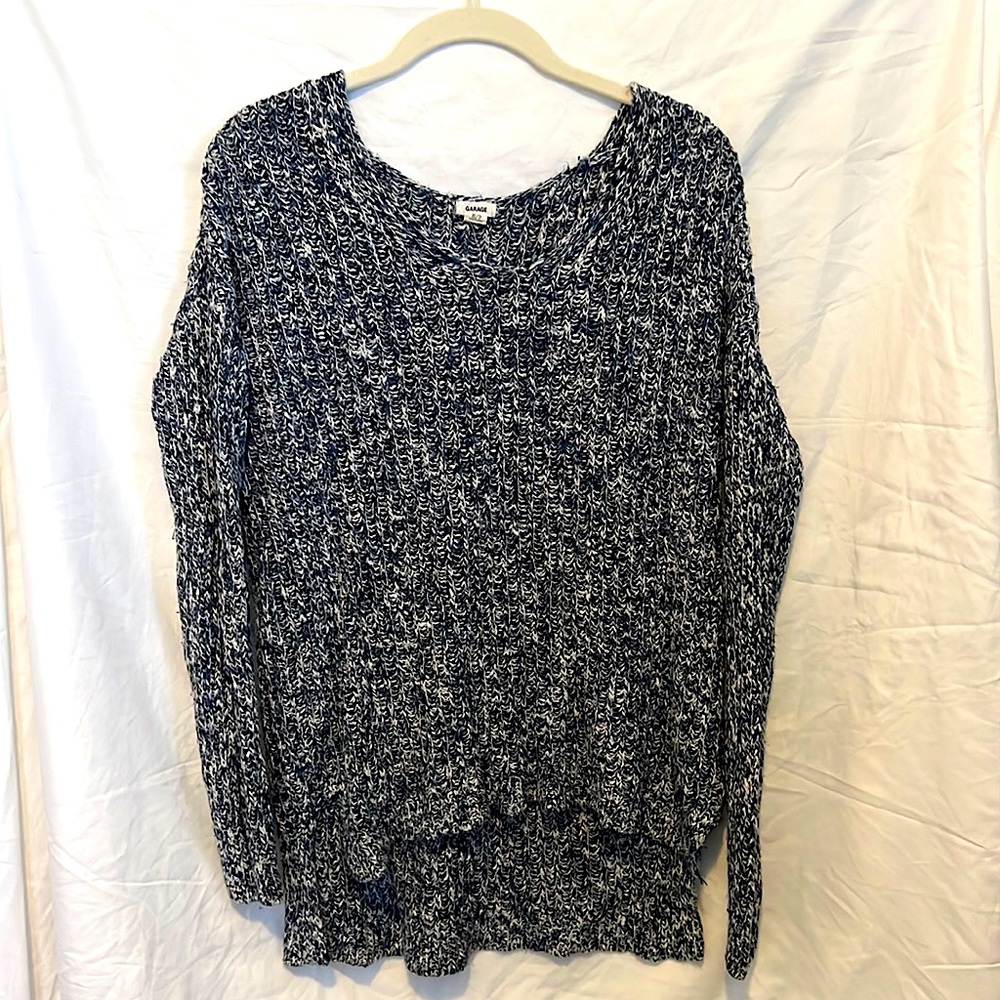 Garage knit blue and white sweater